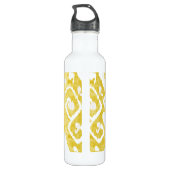 Chic pastellgelb und grau-kat-Stammmuster Trinkflasche (Rückseite)