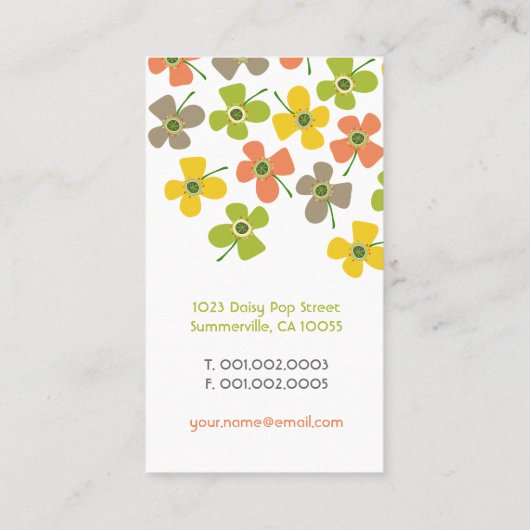 Chic Pastels Daisies Pop Sommer Blume Whimsical Visitenkarte (Rückseite)