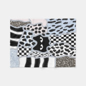 Chic Patchwork Suspicious Black Cat Gingham & Chec Fleecedecke (Vorderseite (Horizontal))