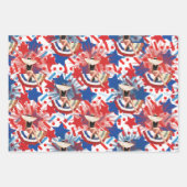 Chic Patriotic Stars Fireworks Pinup Geschenkpapier Set (Vorderseite 3)