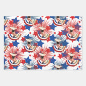 Chic Patriotic Stars Fireworks Pinup Geschenkpapier Set (Vorderseite)