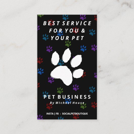 Chic Paws Hunde Katze sitzend Visitenkarte (Vorderseite)