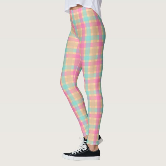 Chic Peach and Blue Karo Pattern Leggings (Links)