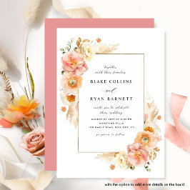 Chic Peach and Coral Pink Delikate Blumenzehen Einladung