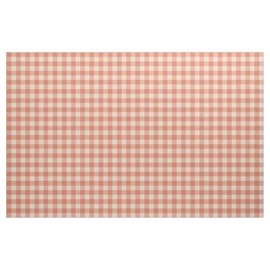 chic peach and white darker gingham pattern stoff (Yard (91,4 cm))