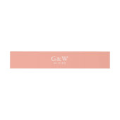 Chic Peach and White Monogram with Weddate Einladungsbanderole (Flach)