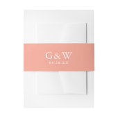 Chic Peach and White Monogram with Weddate Einladungsbanderole (Vorderseite Beispiel)