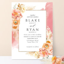 Chic Peach Blush Bloral, Coral Watercolor Wedding
