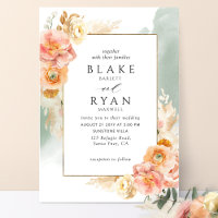 Chic Peach Blush Bloral, Sage Watercolor Hochzeit