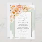 Chic Peach, Blush, Champagner, Sage Floral Wedding Einladung (Vorderseite)