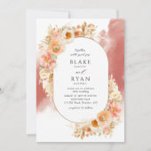 Chic Peach Blush Cream Rust Orange Oval Wedding Einladung (Vorderseite)