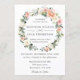 Chic Peach Blush Elfenbeinblumenzeremonie Einladung