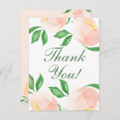 Chic Peach Blush Floral Vielen Dank Postkarte (Vorne/Hinten)