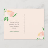 Chic Peach Blush Floral Vielen Dank Postkarte (Rückseite)