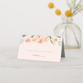 Chic Peach Blush Frühjahrssommage Platzkarte