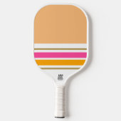 Chic Peach Color Block Pink Gelbe Streifen Pickleball Schläger (Rückseite)