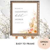 Chic Peach Cream Floral Brautparty Begrüßungszeich Poster