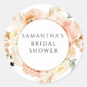 Chic Peach, Creme und Blush Blumentopf Runder Aufkleber (Vorderseite)