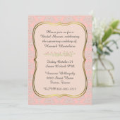 Chic Peach Damask Bridal Dusche Einladung (Stehend Vorderseite)