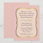 Chic Peach Damask Bridal Dusche Einladung (Vorne/Hinten)