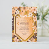 Chic Peach Floral Champagne Brautparty Party Dankeskarte (Stehend Vorderseite)