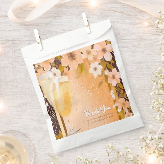 Chic Peach Floral Champagne Brautparty Party Geschenktütchen (Ausgeschnitten)