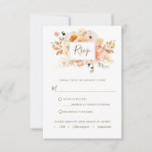 Chic Peach floral mit oder ohne Mahlzeiten RSVP Karte (Vorderseite)