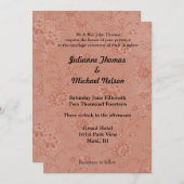 Chic Peach Floral Wedding Einladung (Vorne/Hinten)