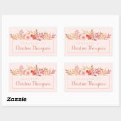 Chic Peach Golden Floral Handmade by Rechteckiger Aufkleber (Blatt)