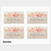 Chic Peach Golden Floral Handmade by Rechteckiger Aufkleber (Blatt)