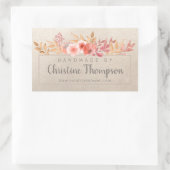 Chic Peach Golden Floral Handmade by Rechteckiger Aufkleber (Tasche)