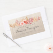 Chic Peach Golden Floral Handmade by Rechteckiger Aufkleber (Umschlag)