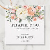 Chic Peach Ivory Pink Floral Wedding Vielen Dank Geschenkanhänger (Vorderseite)