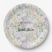 Chic Peach Lilac Lavender Floral Brautparty Pappteller (Vorderseite)