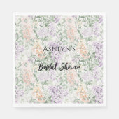 Chic Peach Lilac Lavender Floral Brautparty Serviette (Vorderseite)