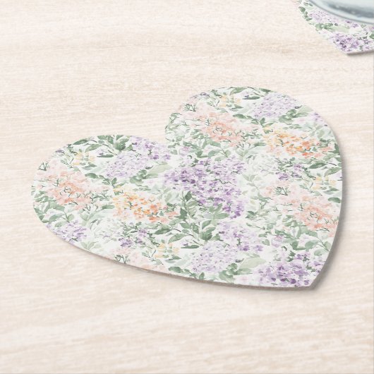 Chic Peach Lilac Lavender Floral Wedding Untersetzer (angewinkelt)