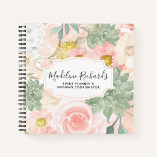 Chic Peach & Mint Aquarell Floral & Sukkulturen Notizblock