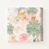 Chic Peach & Mint Aquarell Floral & Sukkulturen Notizblock (Rückseite)