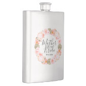 Chic Peach Mint Bloral Wreath Mutter der Braut Flachmann (Rechts)