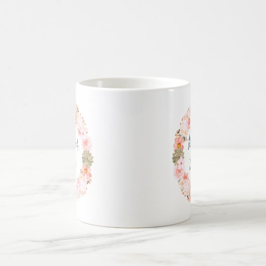 Chic Peach Mint Bloral Wreath Mutter der Braut Kaffeetasse (Mittel)