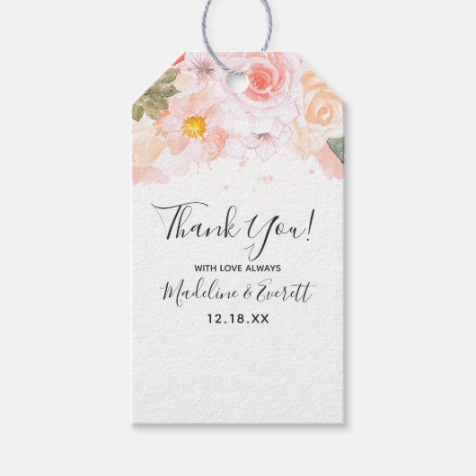 Chic Peach Mint Succules Blumentropfen Vielen Dank Geschenkanhänger (Vorderseite)