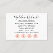 Chic Peach Mint Sukkulationen mit Social Media Ico Visitenkarte (Rückseite)