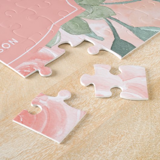 Chic Peach Mint Wasserfarbe Blumenblume Mädchen Puzzle (Seite)