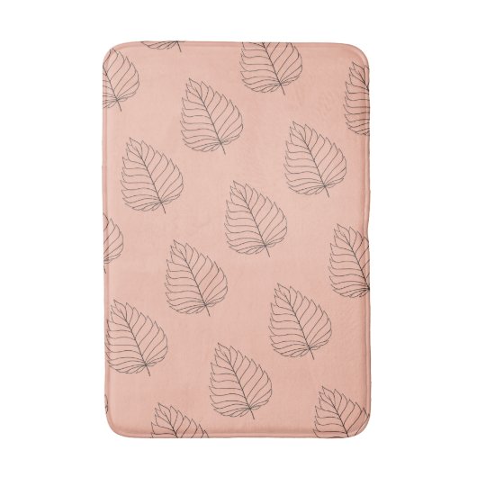 Chic Peach mit Black Leaf Muster Badematte (Vorderseite Vertikal)