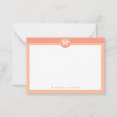 Chic Peach Orange Geometric Modern Monogram Mitteilungskarte (Vorderseite)