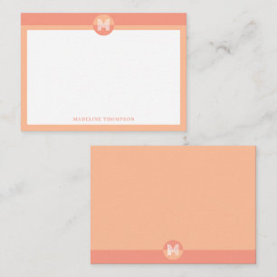 Chic Peach Orange Geometric Modern Monogram Mitteilungskarte