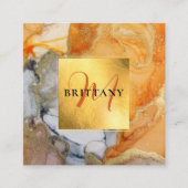 Chic Peach Orange Gray Quadratische Visitenkarte (Vorderseite)