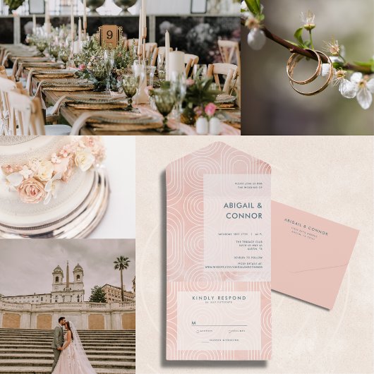 Chic Peach Ovals & Circles Wedding Programm