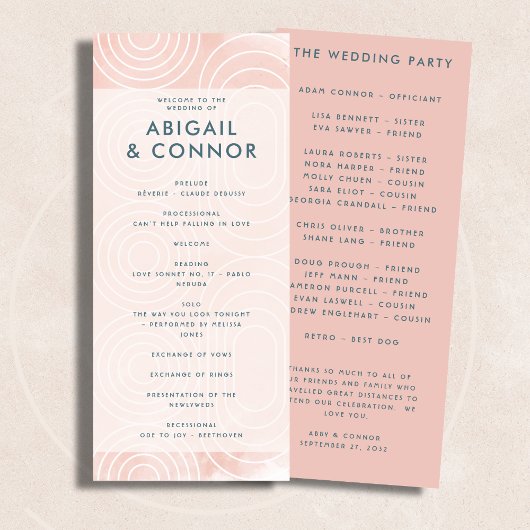 Chic Peach Ovals & Circles Wedding Programm