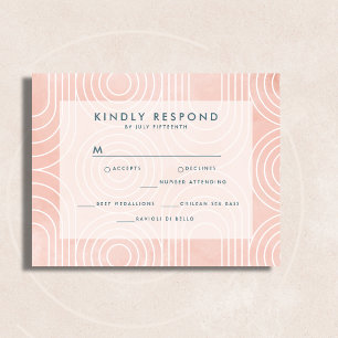 Chic Peach Ovals & Circles Wedding RSVP Karte